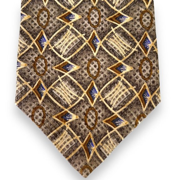 Robert Talbott BOC Men's Tie Size 4 x 58.5 Brown Gold Blue 100% Silk Jacobson's - Picture 4 of 11